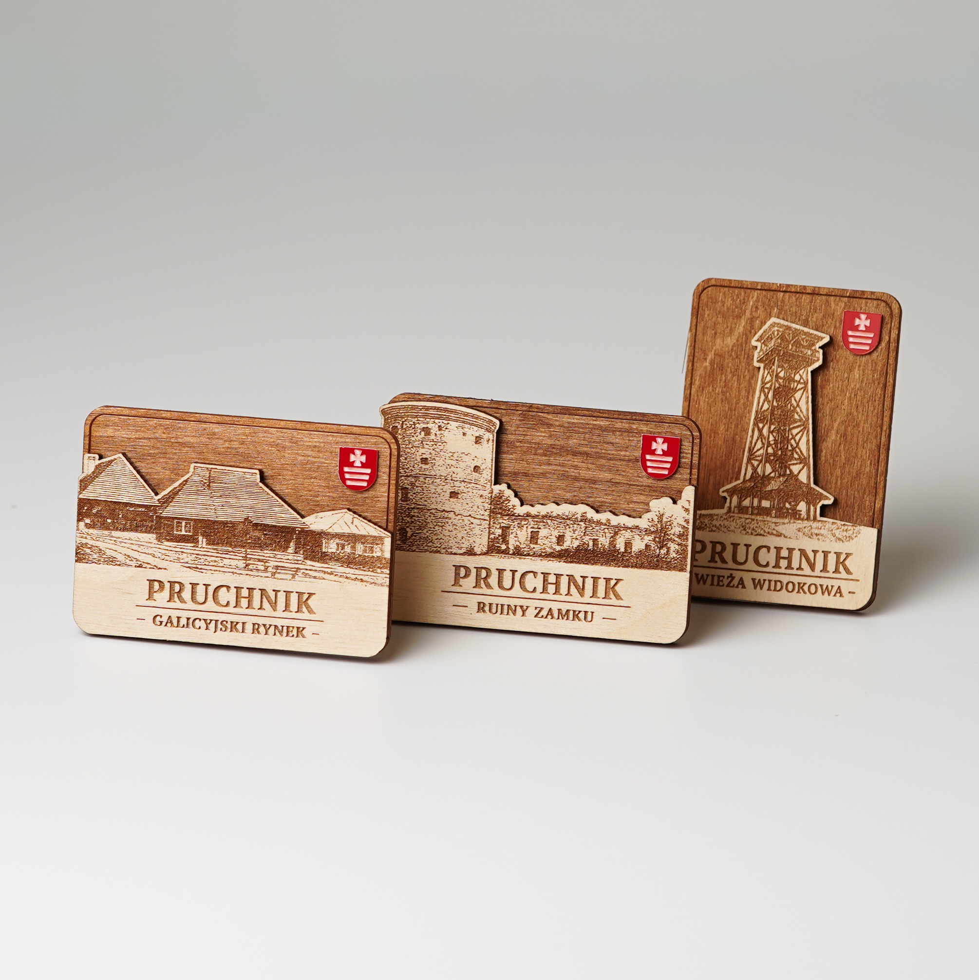 Projekt i wykonanie magnesów z najbardziej charakterystycznymi punktami miasta Pruchnik