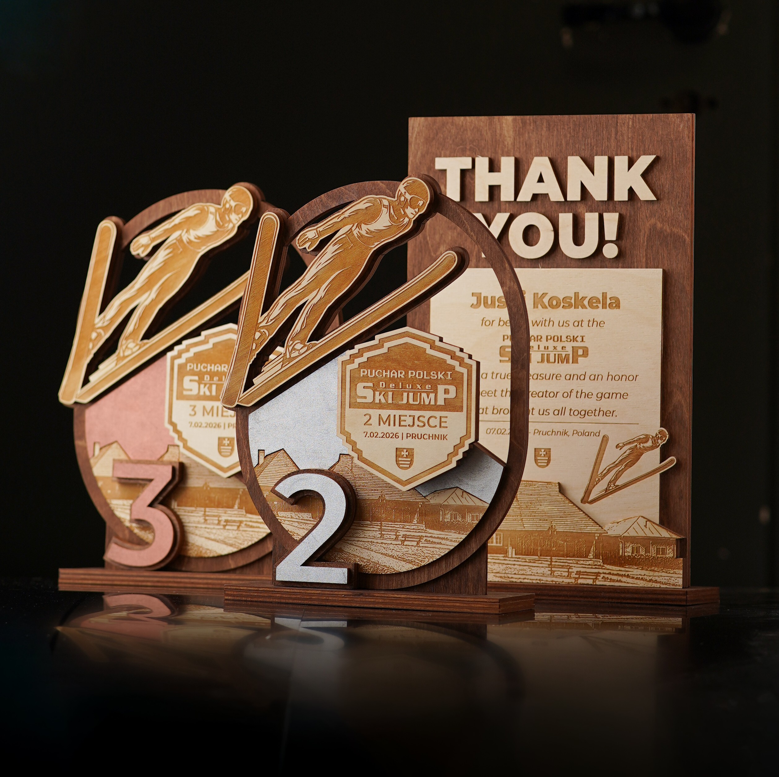 Zestaw nagród - medale, statuetki, trofea wykonane na Puchar Polski DSJ 2025